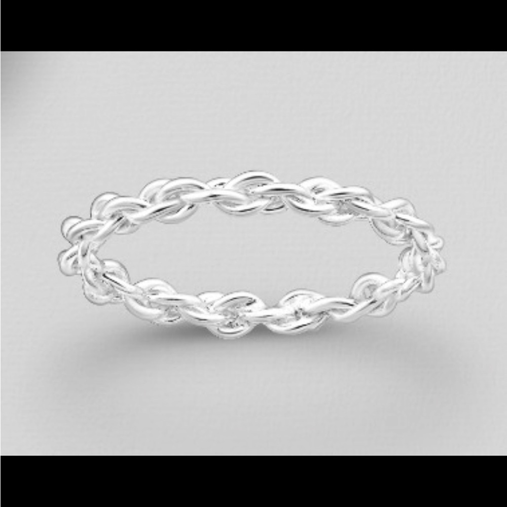 Silver Twisted Rope Stackable Ring - Women Jewelry